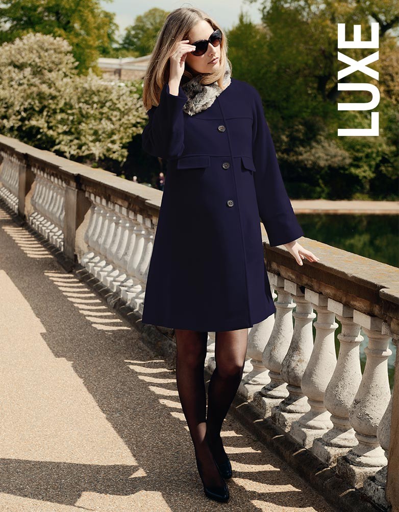 Navy Wool and Cashmere Luxe Maternity Coat