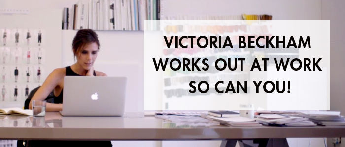 Victoria Beckham works out at work