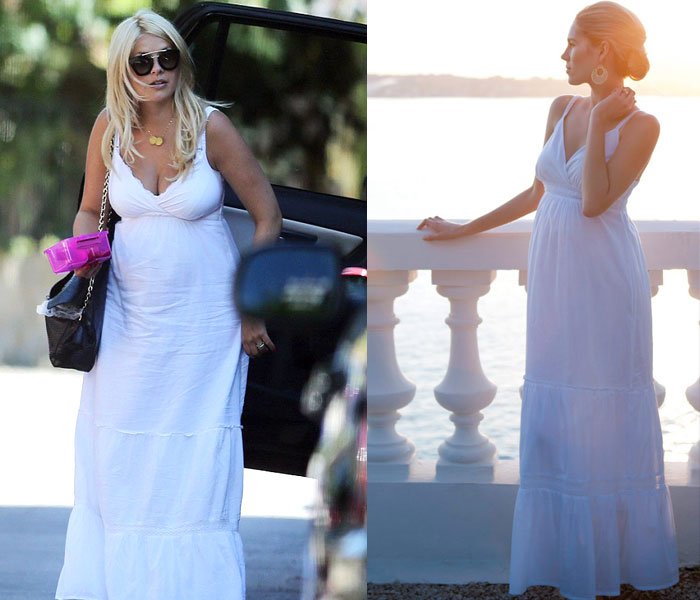 Holly Willoughby wears a Seraphine maternity maxi dress