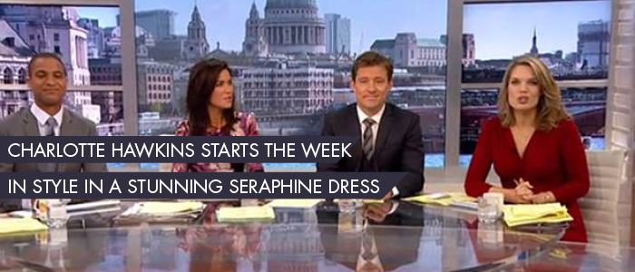 Charlotte Hawkins wears Seraphine maternity dress on TV