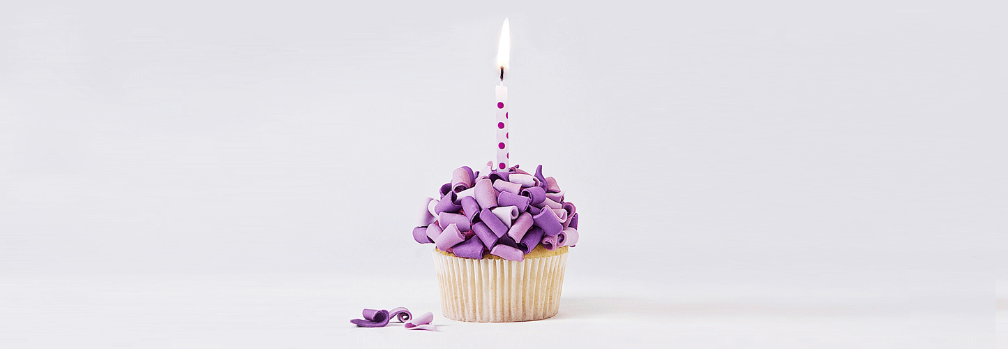 Seraphine purple birthday cupcake