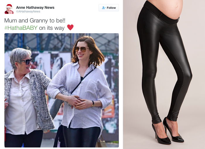 Anne Hathaway Leather Leggings