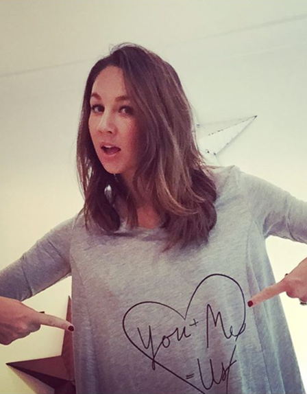 Charlotte Kewley wears Seraphine love t-shirt
