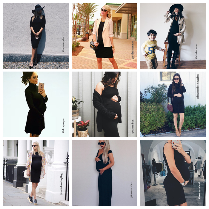 Fashion bloggers style little black maternity dresses