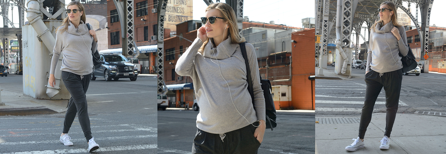 Athleisure for pregnancy triptych
