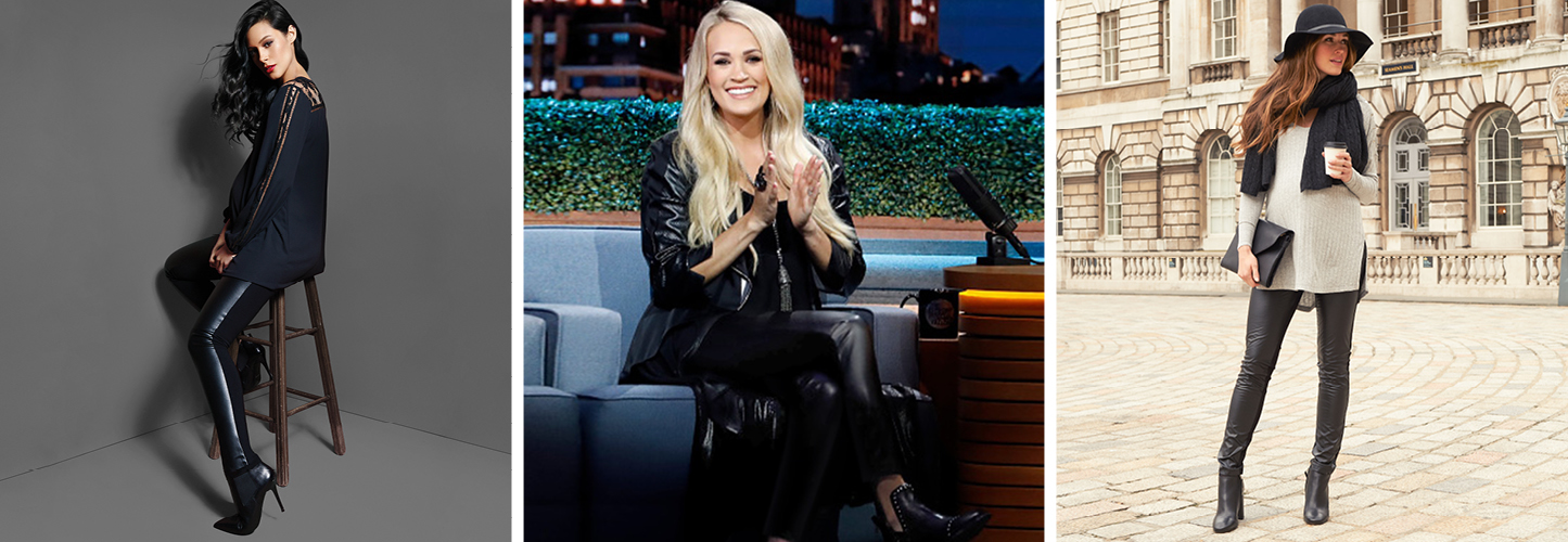 Carrie Underwood wears the faux-leather leggings