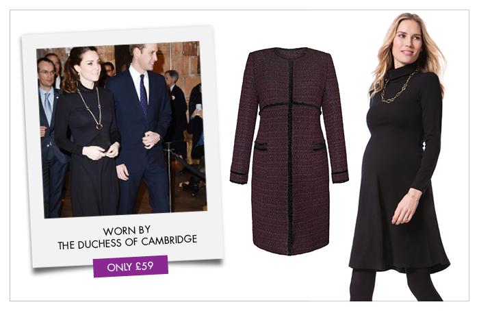 The Duchess of Cambridge wears the Vanessa Turtleneck Maternity Dress