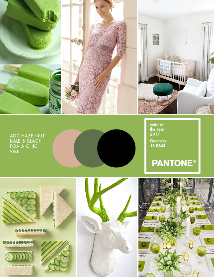 Pantone Greenery themed baby showers & decor