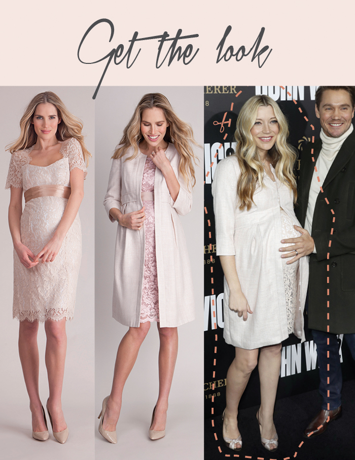 Sarah Roemer wears a lace maternity dress - get the look