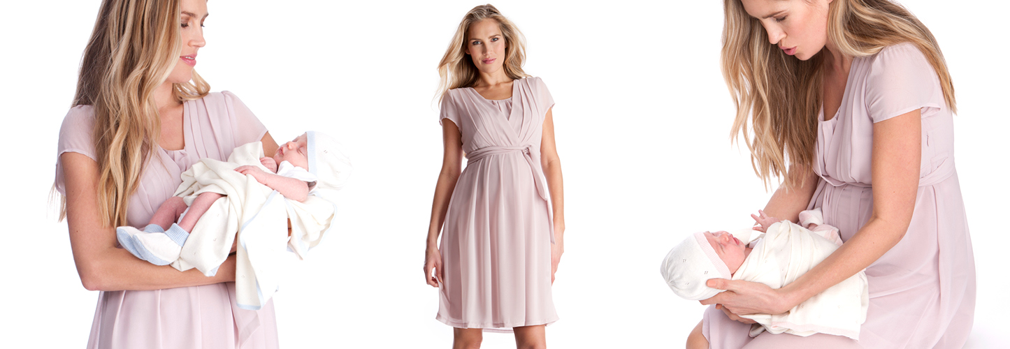 Mother and baby - pink maternity dress
