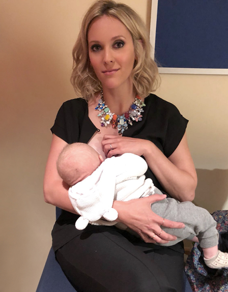 Clemency Burton Hill breastfeeding in Seraphine nursing top
