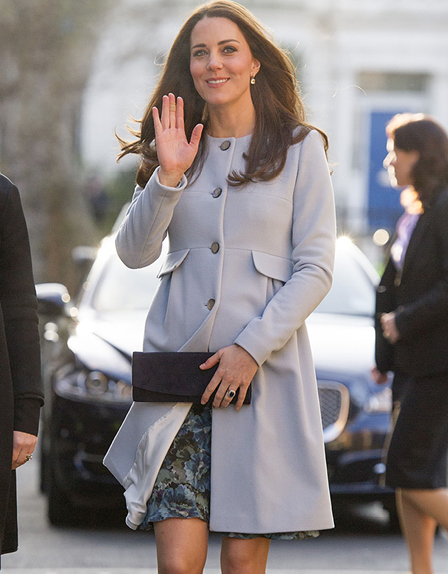 Regal Maternity Style: The Duchess of Cambridge wears a Seraphine maternity coat