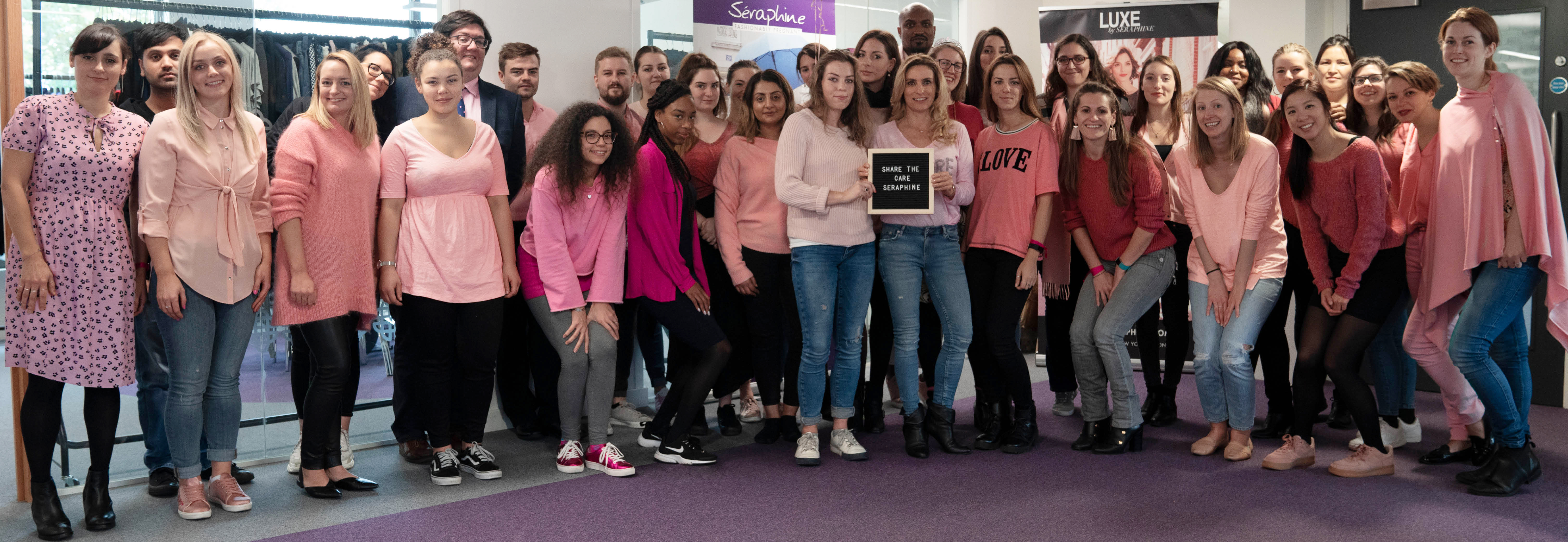The Seraphine head office wear pink for charity