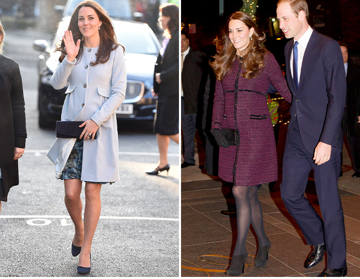 The Duchess of Cambridge wear Seraphine maternity coats