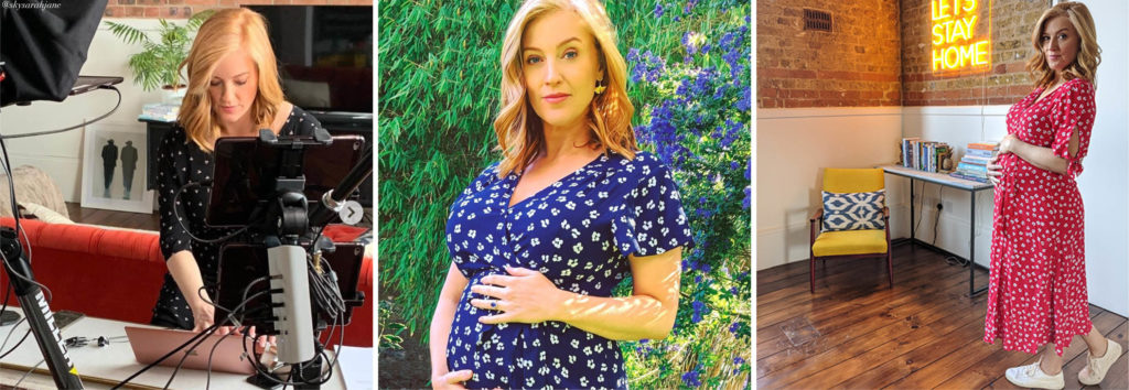 Pregnant Sarah Jane Mee wears Seraphine maternity dresses. Home Birth plans