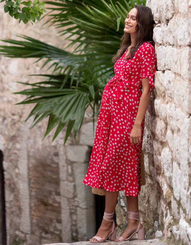 Red Maternity Midi Dress by Seraphine